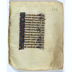 Leaf on vellum from a manuscript Book of Hours.