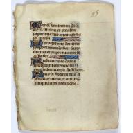 Leaf on vellum from a manuscript Book of Hours.
