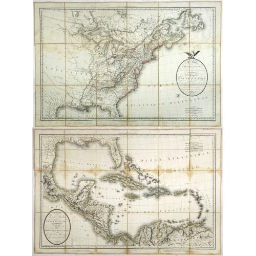 Old map image download for A Map of the United States and Canada, New-Scotland, New-Brunswick and New-Foundland ... [together with] A Map of the West-Indies and of the Mexican-Gulph...