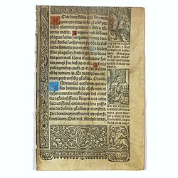 Leaf on vellum from a printed Book of Hours.