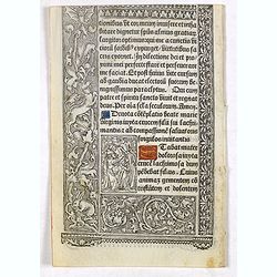 Leaf on vellum from a printed Book of Hours.