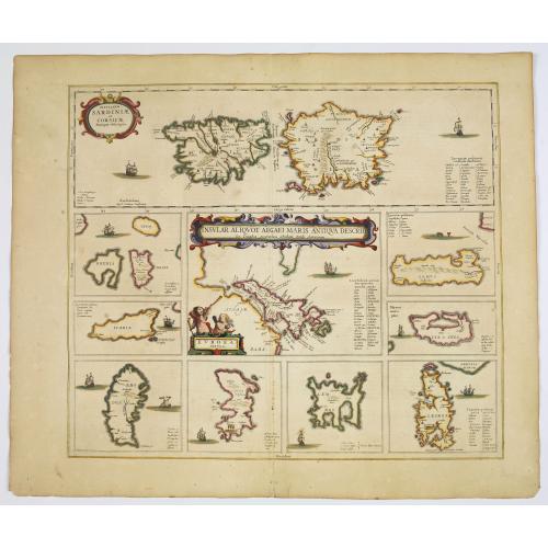 Old map image download for Insularum Sardiniae et Corsicae Antiqua descriptio/ Insular Aliquot Aegaei Maris Antiqua descrip.