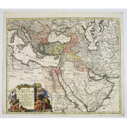 Old map image download for Imperium Turcicum in Europa, Asia et Africa.