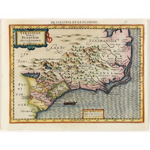 Old map image download for Virginiae item et Floridae Americae Provinciarum nova Descriptio.
