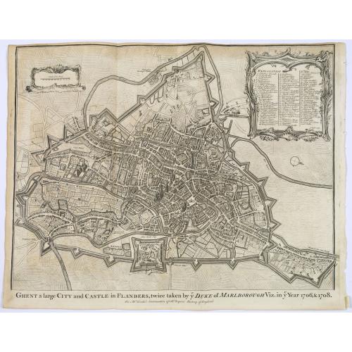 Old map image download for Ghent a large City and Castle in Flanders. . .