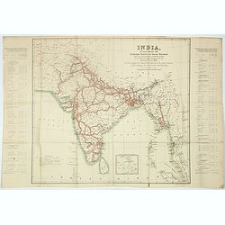 India. To illustrate the passengers traffic on India railways, showing the average number of passengers carried per mile over the various sections of each line, during the year 1891 . . .