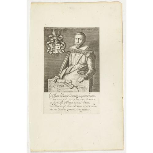 [Portrait of Jacques Le Maire with map of Strait Le Maire ]