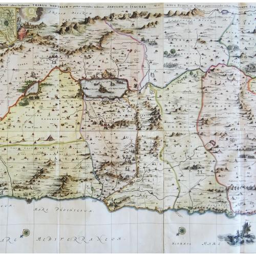 Old map image download for "[On 6 joined sheets] Dimidia Tribus Manasse ... [and] Tribus Ruben, et Gad ... [and] Pars Maxima Tribus Iuda ... [and] Tribuum Ephraim ... [and] Tribus Aser ... [and] Tribus Simeon …