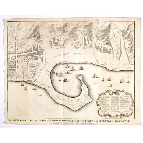 Old map image download for Plan of the Works of the city of Messina . . .