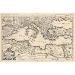 Mediterranean Sea divided into its Principall Parts of Seas