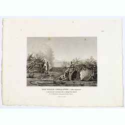 Nouvelle-Hollande. Terre d'Endracht. Cabanes des Naturels de la presqu' Ile Peron. [plate XXIV]