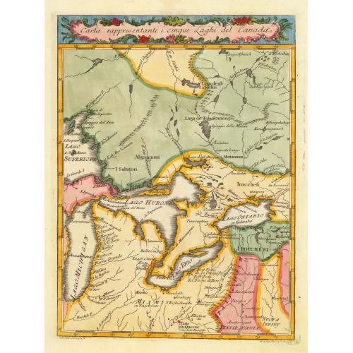 Carta Rappresentante i cinque Laghi del Canada