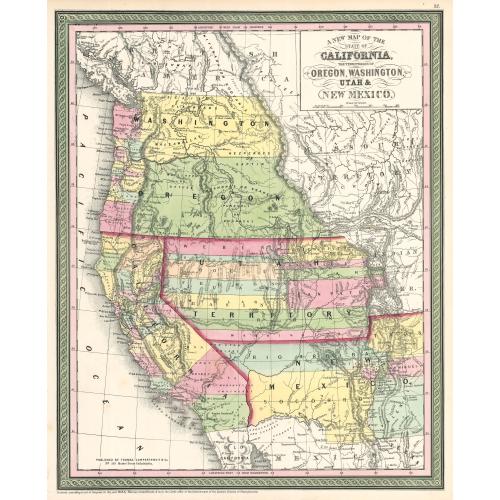 Old map image download for Map of the States of California, Washington, Utah, New Mexico, & Oregon Territories