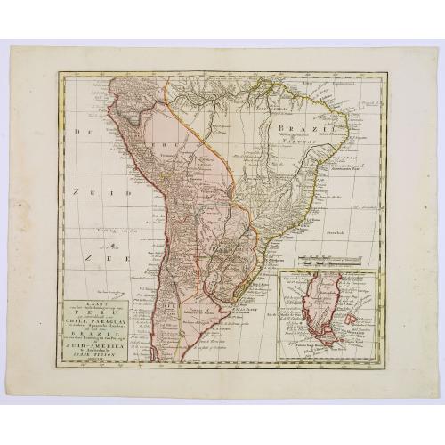 Old map image download for Kaart.. Peru,.. Chili, Paraguay..Brazil.. in Zuid-Amerika.