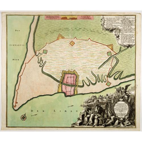Old map image download for Ichnographia munitissimae Arcis Otzakoff quae Ao. 1737, die 3 Iulÿ auspicÿs Supremi Campi Mareschalli Comitis de Münnich ab exercitu Russorum vi occupata . . .