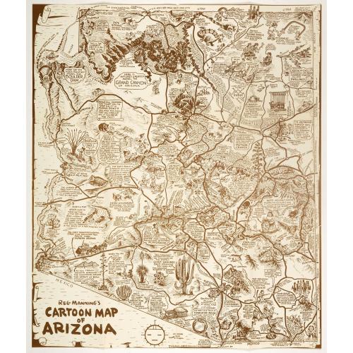 Reg Manning's Cartoon Map of Arizona.