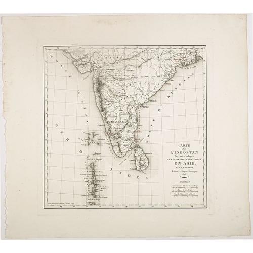 Old map image download for Carte De L'Indostan Servant à Indiquer Les Possessions Françaises En Asie.