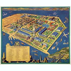 A cartograph of Treasure Island in San Francisco Bay Golden Gate International Exposition.