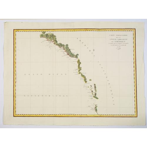 Old map image download for Carte Particuliere de la Cote du Nord-Ouest de l'Amerique reconnue par les Fregates Francaises la Boussole et l' Astrolabe en 1786 1e. Feuille.