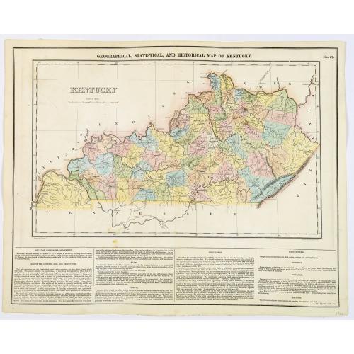 Rare, antique map of Geographical, Statistical, and Historical Map of Kentucky.