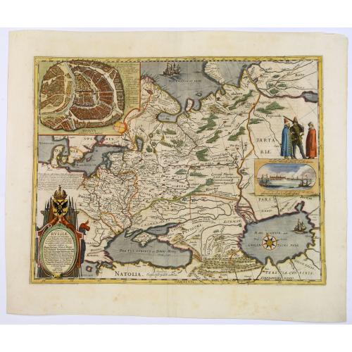 Old map image download for Tabula Russiae ex autographo, quod delineandum curavit Foedor filius Tzaris Boris desums... - Domino regionum Iueriae Kartalinie et Groefiniae Tzari etc: dedicata ab Heselo Gerardo M.DC.XIIII