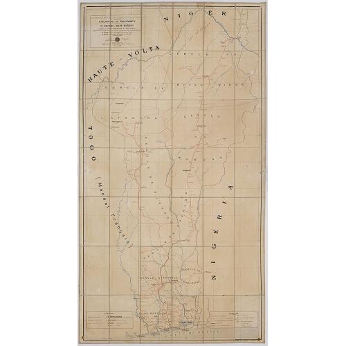 Old map image download for Colonie du Dahomey Carte Routiere dressée au service Géographique de l'A.O.F. Dakar.