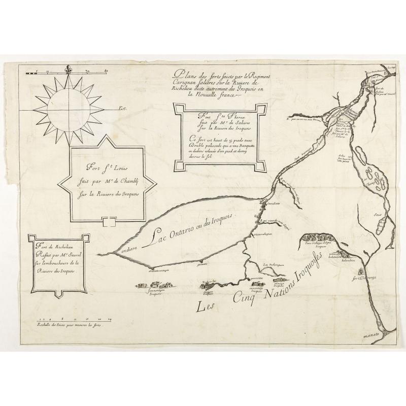 Plans des forts faicts par le régiment Carignan Salières sur la rivière de Richelieu dicte autrement des Iroquois en la Nouvelle France.
