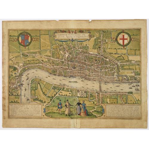 Old map image download for Londinum Feracissimi Angliae Regni Metropolis.
