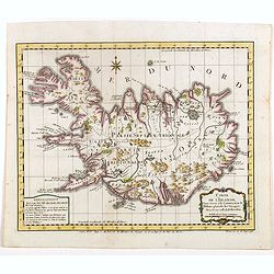 Carte de l'Islande pour servir á la continuation de l'histoire générale des voyages. Dressée sur celle de M. Horrebows.