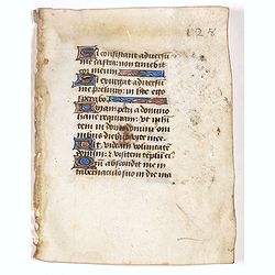 Leaf on vellum from a manuscript Book of Hours.