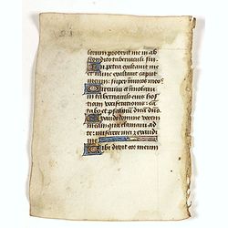 Leaf on vellum from a manuscript Book of Hours.