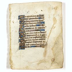 Leaf on vellum from a manuscript Book of Hours.