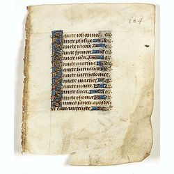 Leaf on vellum from a manuscript Book of Hours.