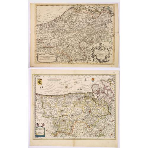 Old map image download for Flandria et Zeelandia Comitatus. / A Map of the County of Flanders. [Two maps]