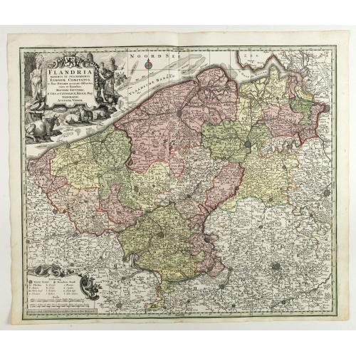Old map image download for Flandria Maximus Et Pulcherrimus Europae Comitatus in suas Ditiones accurate distinctus. . .