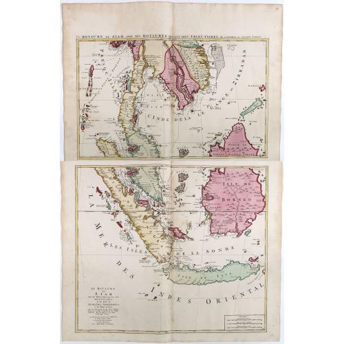 Old map image download for Le Royaume de Siam avec Les Royaumes Qui Luy sont Tributaries & c. / La Royaume de Siam avec les royaumes qui luy sont Tributaires, et les Isles de Sumatra, Andemaon, etc. . . [two sheet map]