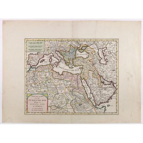 Old map image download for Nieuwe kaart van het Turksche Ryk gelegen in Europa, Asia en Afrika. . .