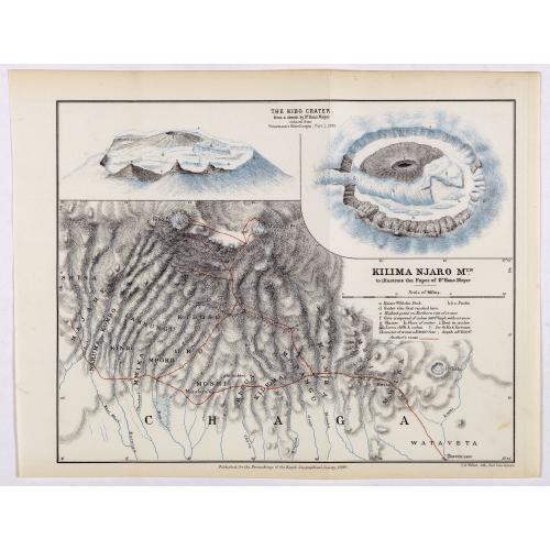 Old map image download for Kilima Njaro Mtn. to illustrate the paper of Dr. Hans Meyer.