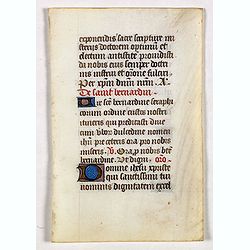 Leaf on vellum from a manuscript Book of Hours.