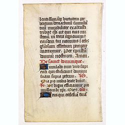 Leaf on vellum from a manuscript Book of Hours.