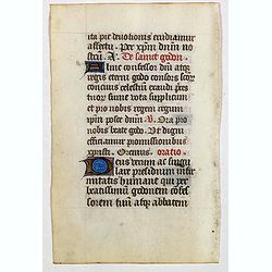 Leaf on vellum from a manuscript Book of Hours.