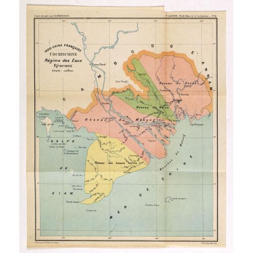 Old map image download for Indo-Chine Française Cochinchine. Régime des Eaux Réseaux.