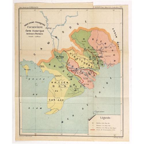 Old map image download for Indo-Chine Française Cochinchine. Carte historique Anciennes Provinces.