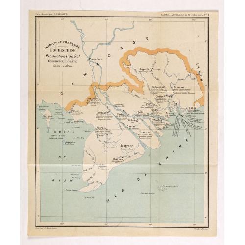 Old map image download for Indo-Chine Française Cochinchine. Productions du Sol Commerce, Industrie.