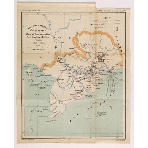 Old map image download for Indo-Chine Française Cochinchine. Voies de Communication Ports Marchants, Défense Phares.