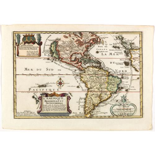 Old map image download for L'Amerique, Meridionale et Septentrionale.