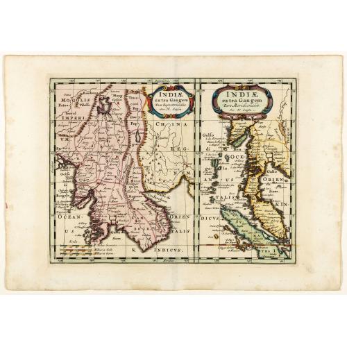 Old map image download for Indiae extra Gangem Pars Septentrionalis. Indiae extra Gangem Pars Meridionalis.