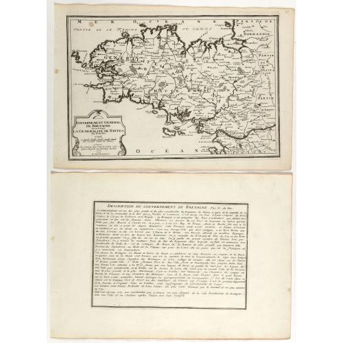 Old map image download for Gouvernement general de Bretagne ou se trouve la Generalité de Nantes.