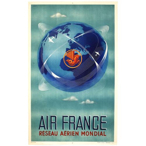 Old map image download for AIR FRANCE Réseau aérien mondial.