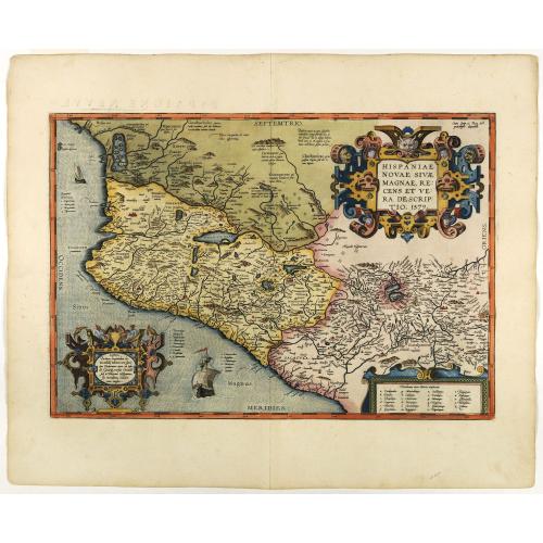 Old map image download for Hispaniae novae sive magnae recens et vera descriptio. 1579